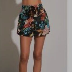 Nwt. High Waist Black and Red Shorts with Elastic Waistband